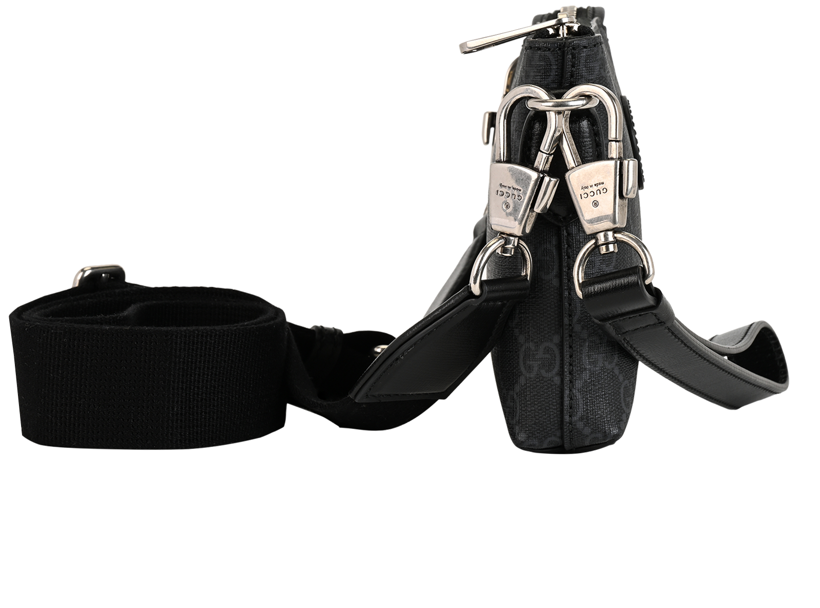 Interlocking G Messenger, &pound;595, Handbags, Black, Canvas, Side view